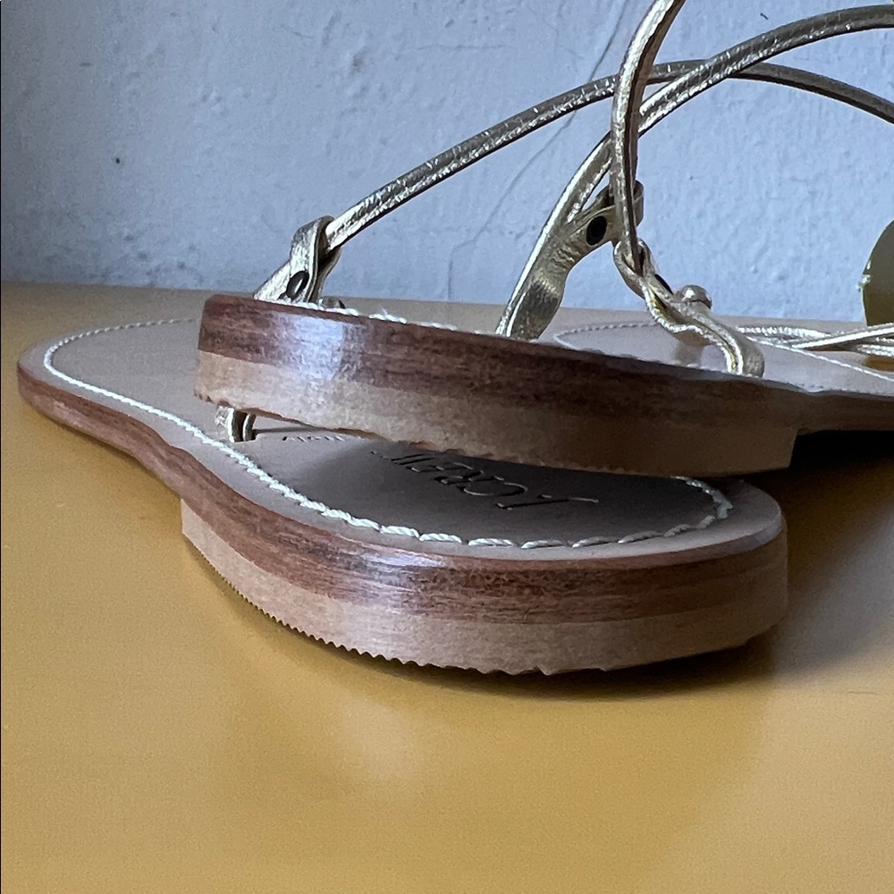 J. Crew Metallic Gold Leather Lace-Up Sandals Made in Italy Size 8 - Picture 7 of 9